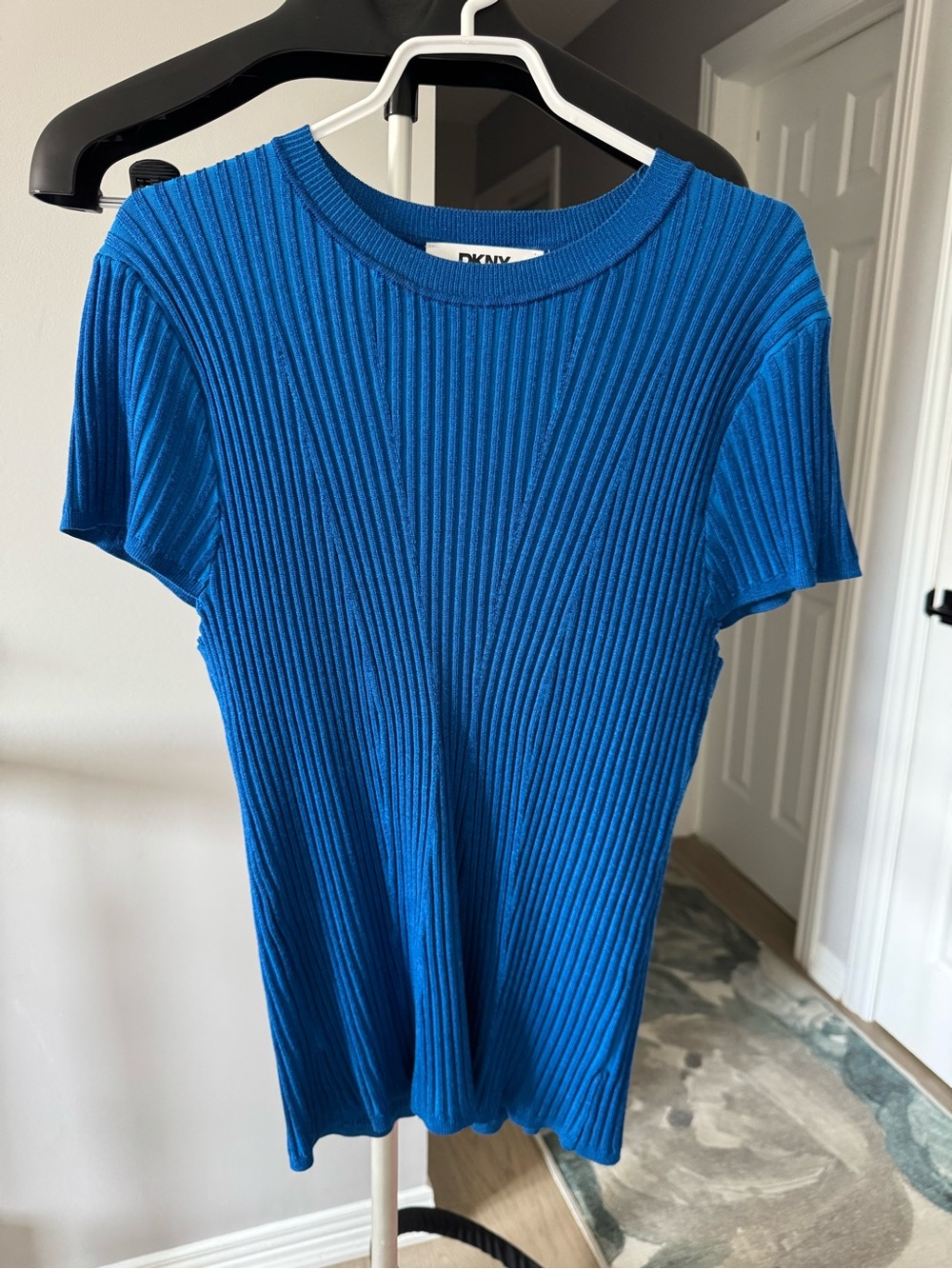 DKNY Ribbed Short Sleeve Tee - Royal Blue